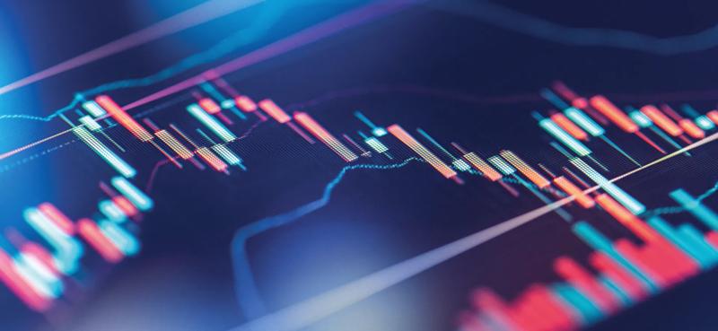 Detailed financial trading chart displaying candlestick patterns, price movements, and technical indicators on a digital interface, representing market analysis, trend monitoring, and active trading strategies.