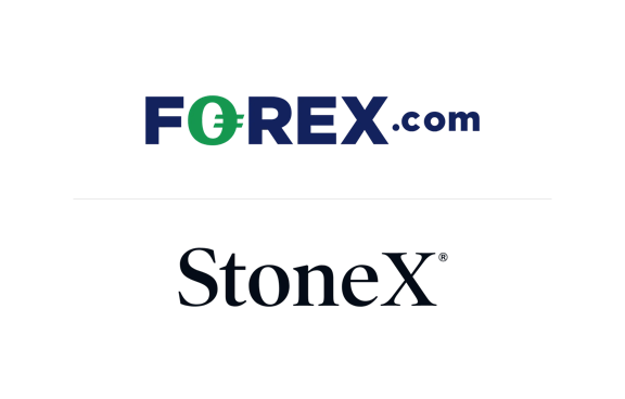 White FOREX.com and StoneX logos on transparent background
