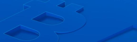 Bitcoin logo on a blue background