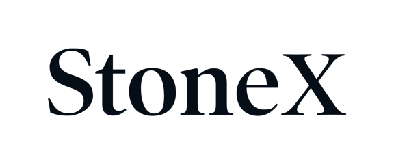 StoneX logo in black serif font on a white background. The design includes the registered trademark symbol next to the brand name.