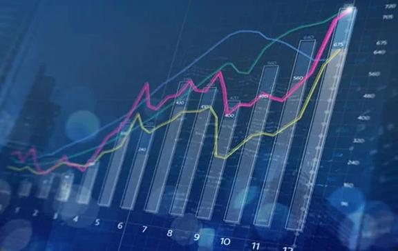 Data visualization showing vertical bar charts with multiple overlaid trend lines showing price improvement over time