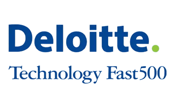 Deloitte Technology Fast500 logo with blue text and green dot above the lettering