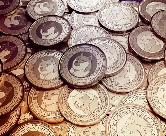 Pile of Dogecoin coins