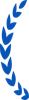 Blue laurel wreath graphic symbolizing victory or achievement, arranged in a semi-circular arc.