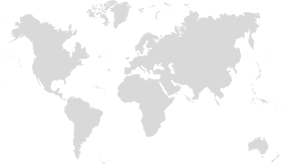 Gray world map showing continents and countries on a white background